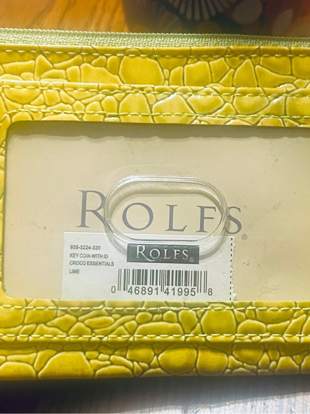 Rolfs Lime Green Croco-Embossed Wallet with ID Window New